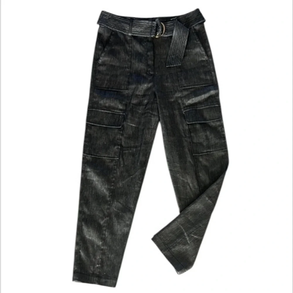 WHBM linen blend tapered ankle pants size 4 gray